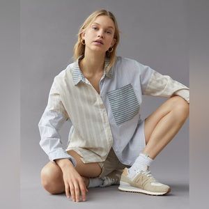 Urban Outfitters BDG Top Frankie Spliced Button Down Oversized